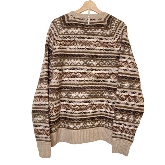 J.Crew Lambswool Fair Isle Crew Neck Sweated Beige Men's Sweater Size Large NWT - Picture 2 of 11